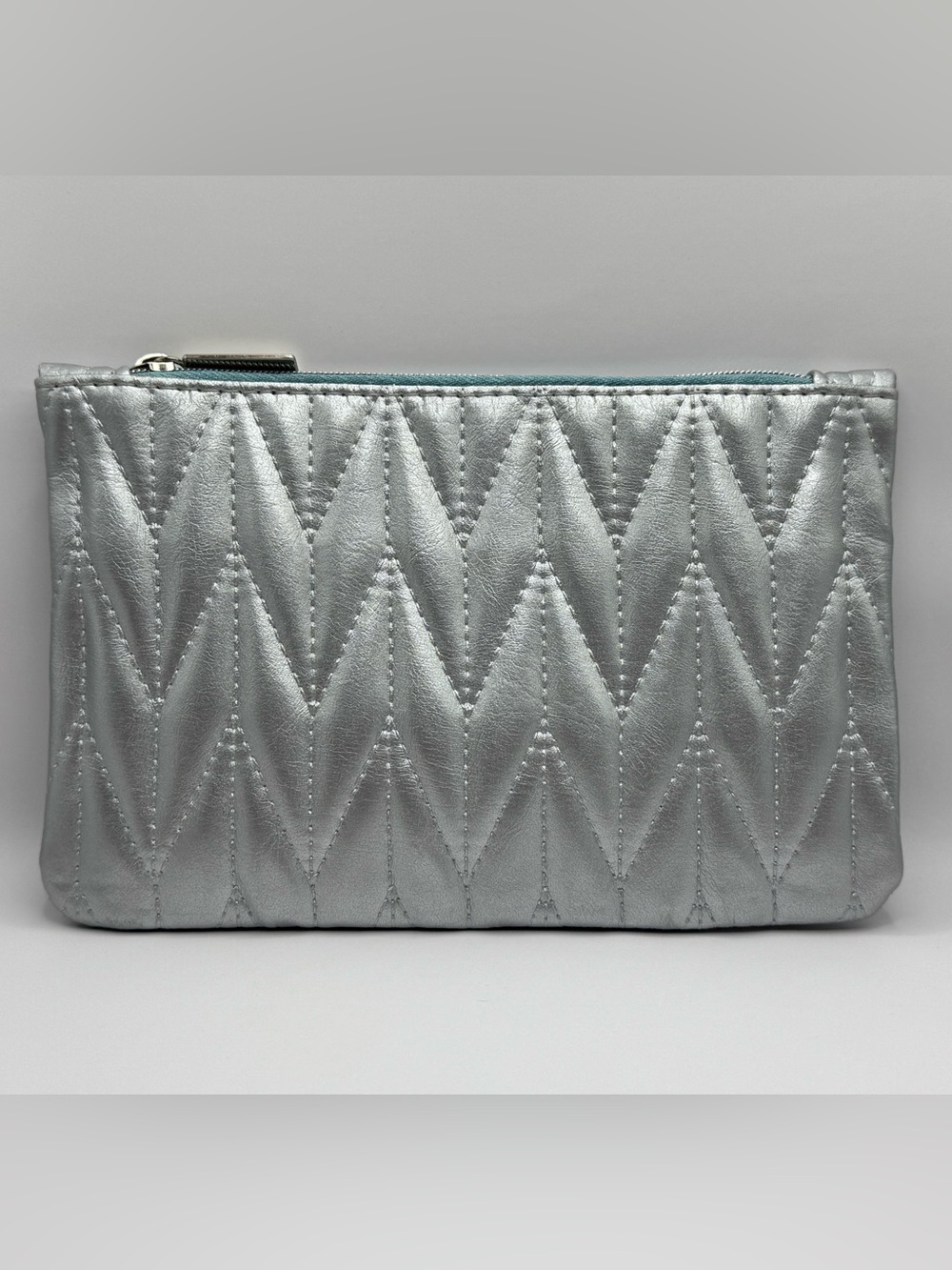 Silver Quilted Cosmetic Bag | Makeup Travel Pouch | Ipsy